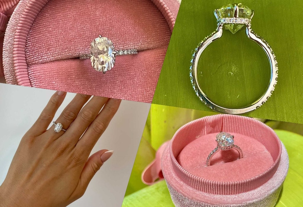 Kissenschliff-Diamant, Moissanit Solitär Verlobungsring Cushion cut Moissanite engagement ring in 935 Argentium Silber — custom handcrafted by Forever For Love