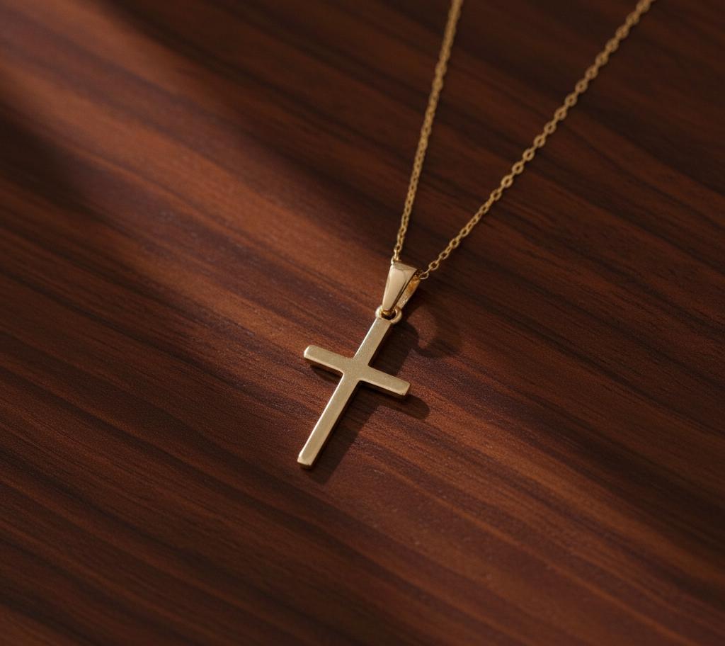 14K massiv Gold Kreuz Halskette, Minimalistischer Kreuz Anhänger, Schutzengel Religiöser Schmuck, Christlicher Glaube Anhänger Moissanite engagement ring in Gold or Platinum — custom handcrafted by Forever For Love