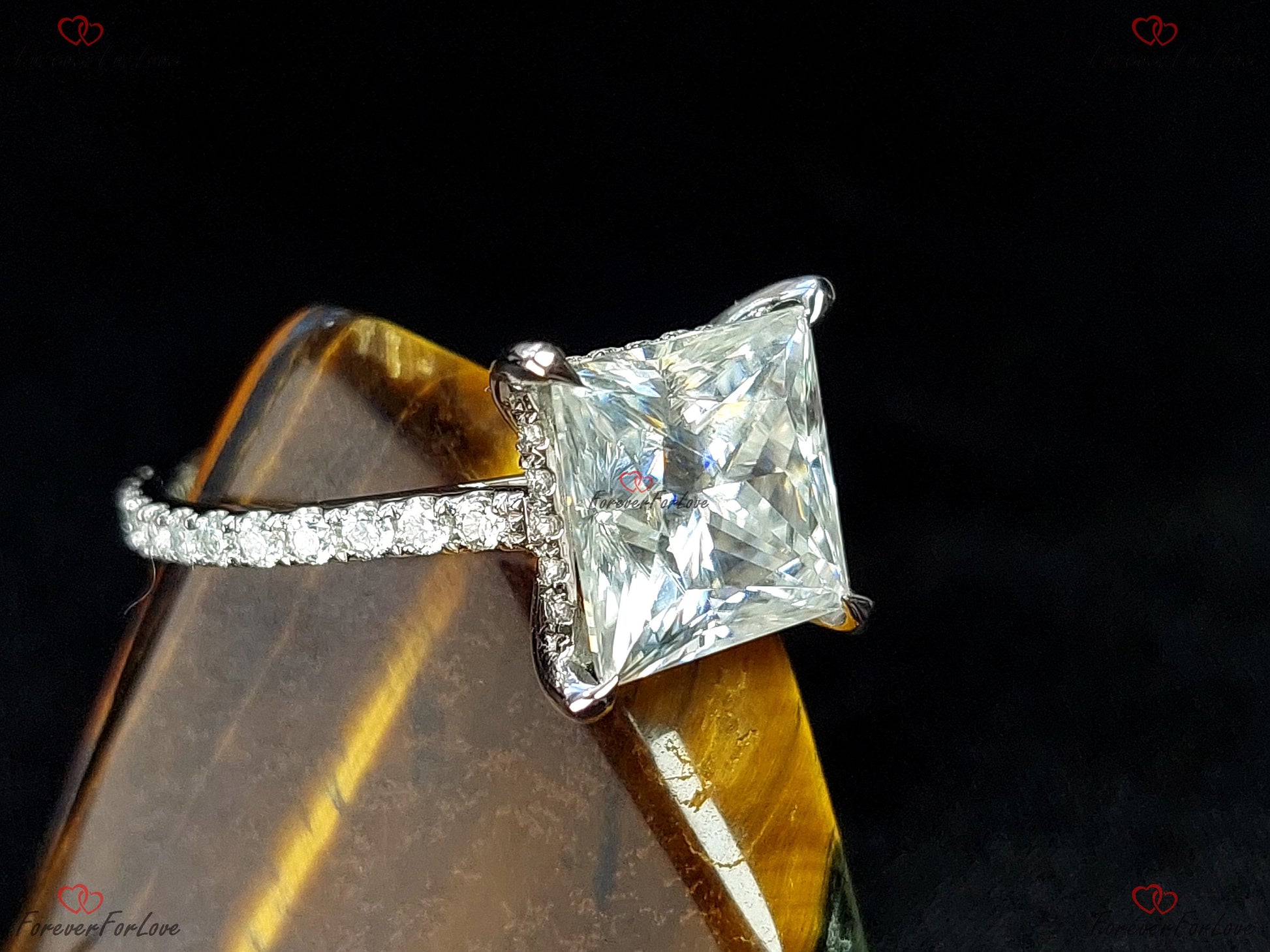 4 Ct Princess Moissanite Solitaire Engagement Ring