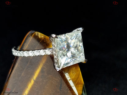4 Ct Princess Moissanite Solitaire Engagement Ring