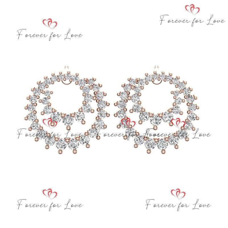 14Kt Gold Diamond Earrings, 0.5 Ct Diamond Open Circle Earrings, Round Shape Earrings, Lab Grown Diamond Dangle Stud Earrings 14K WG engagement ring in Gold or Platinum — custom handcrafted by Forever For Love