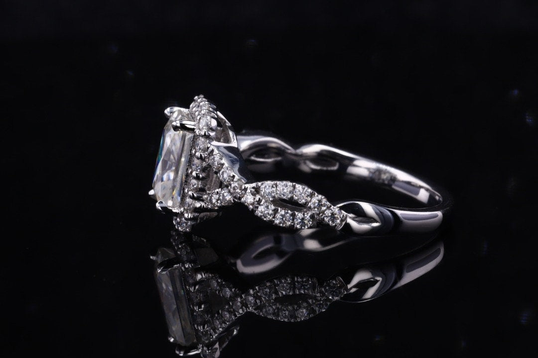 IGI Certified Radiant Diamond Halo Engagement Ring