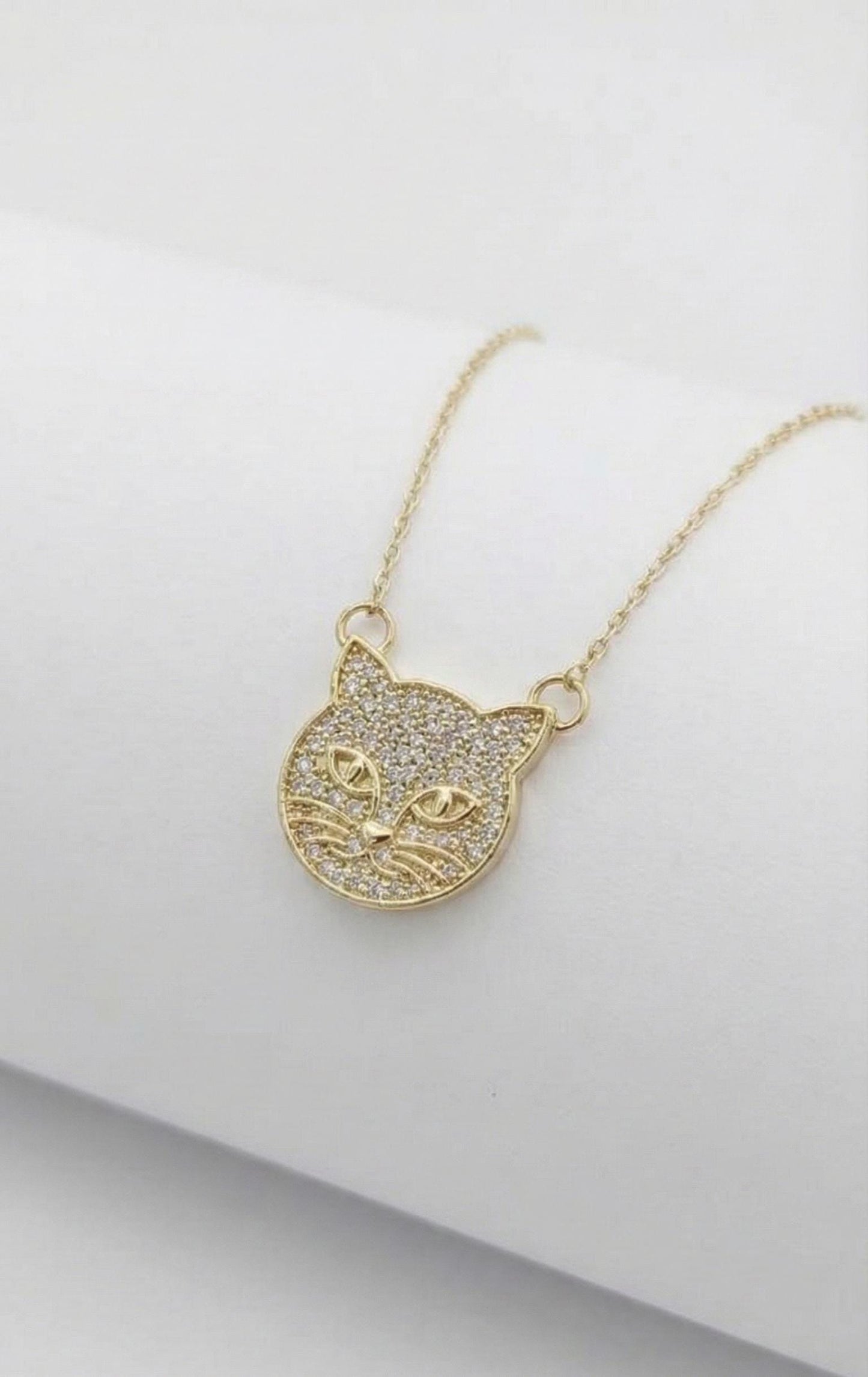 0.3ct Cat diamond Necklace, 14k Yellow Gold, Dainty Minimalist Cat Pendant, Lab Diamond Womens Necklace, Special Gift For Her. Moissanite engagement ring in Gold or Platinum — custom handcrafted by Forever For Love