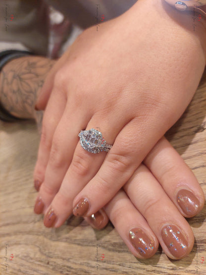 Emerald Moissanite Three Stone Ring