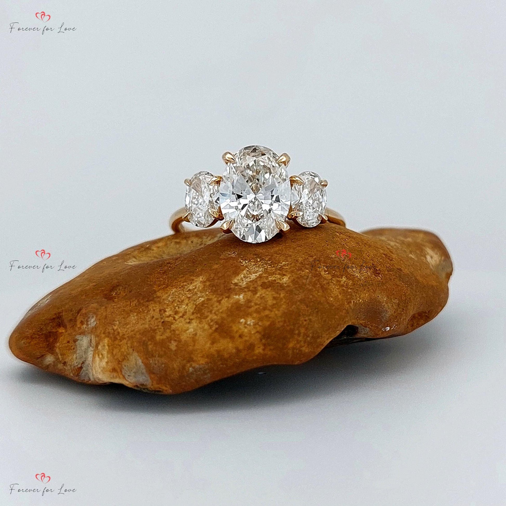 3 Ct Oval Diamond Three Stone Engagement Ring