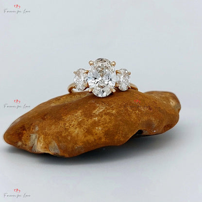 3 Ct Oval Diamond Three Stone Engagement Ring
