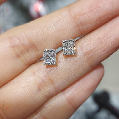 Clous d'oreilles taille radiant / Clous d'oreilles taille radiant / Clous d'oreilles en or 14 carats / Clous d'oreilles taille radiant 1 carat poids total / Cadeau pour maman