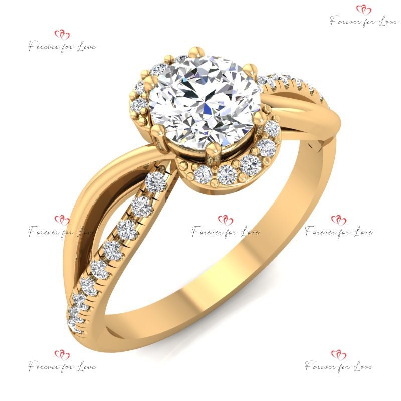 Round Natural Diamond Solitaire Engagement Ring