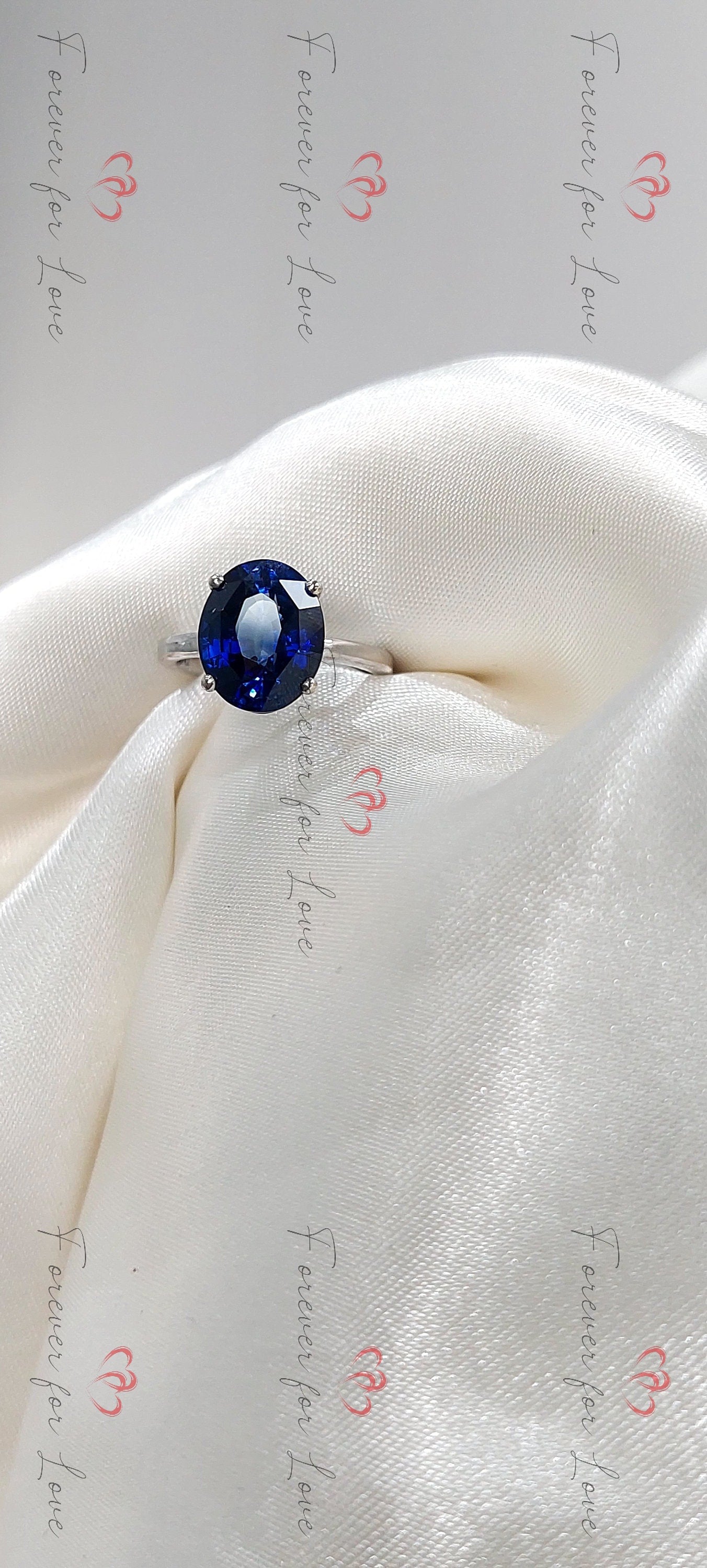 3.78 Ct Oval Blue Diamond, Sapphire Engagement Ring