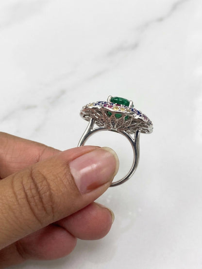 3 Ct Oval Emerald Halo Ring