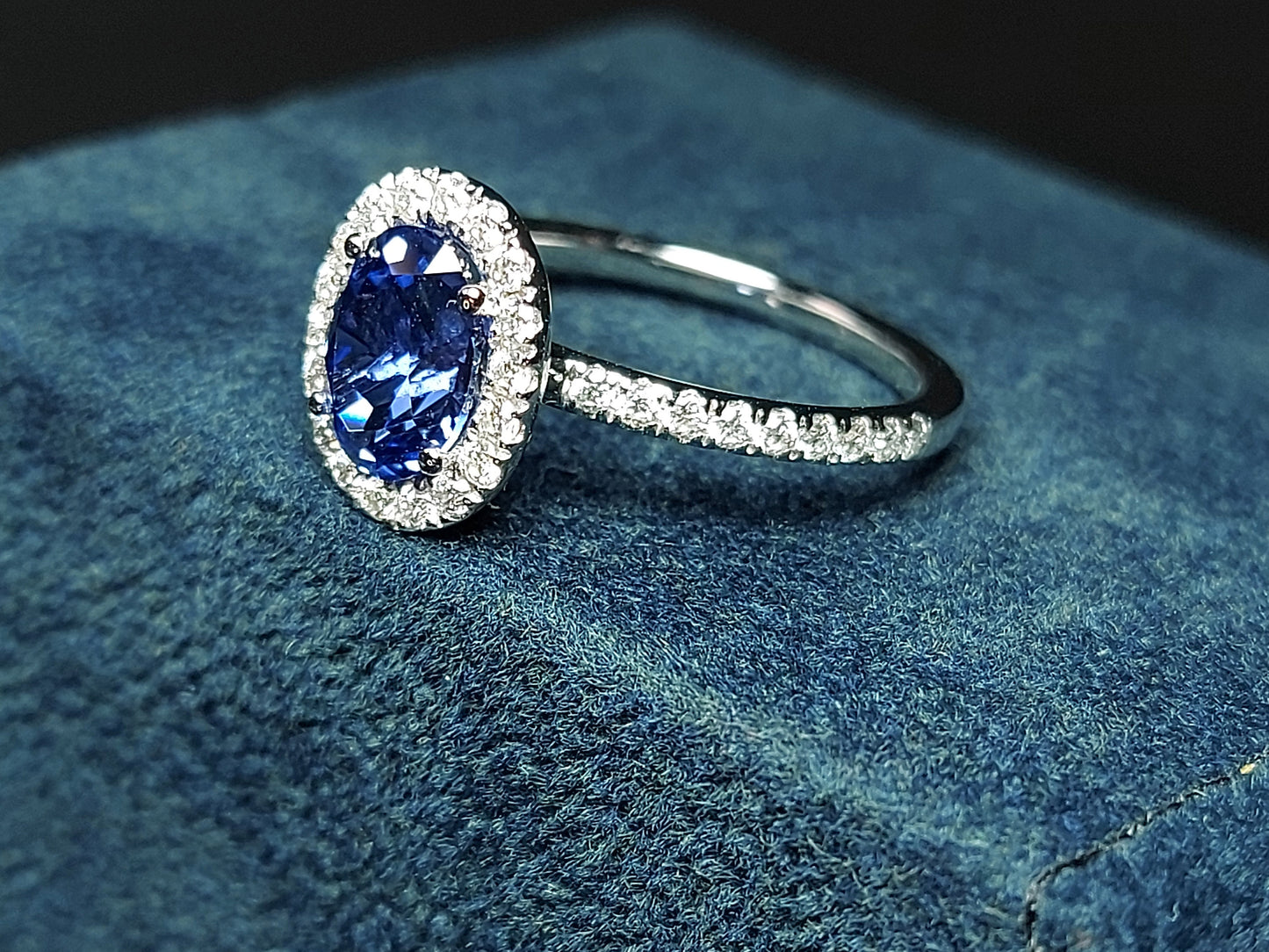 2 Ct Oval Natural Sapphire Engagement Ring Oval cut 1Ct Natural Sapphire engagement ring in 935 Argentium Silver — custom handcrafted by Forever For Love