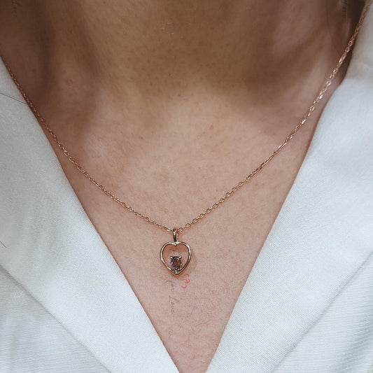 Oval diamond Necklace, 10K Rose  Gold, Dainty Minimalist Oval Pendant, Real Diamond Womens Necklace, Special Gift For Her.