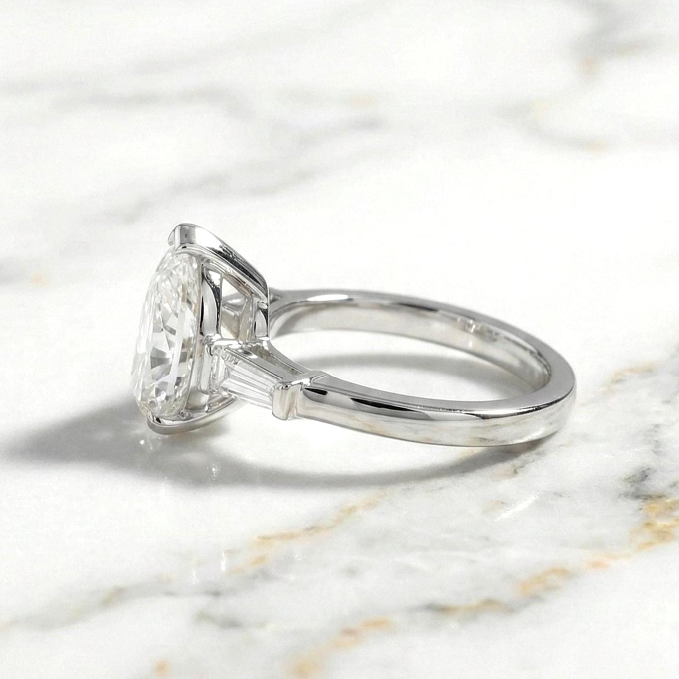 2.5 Ct IGI Certified Pear Lab Diamond Three Stone Engagement Ring