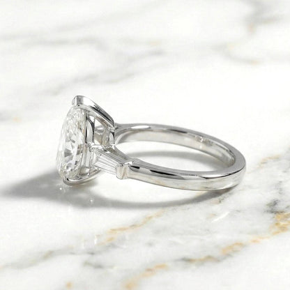 2.5 Ct IGI Certified Pear Lab Diamond Three Stone Engagement Ring