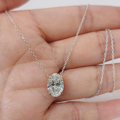 Oval diamond Necklace, 14k Yellow Gold, Dainty Minimalist Oval Pendant, Real Diamond Womens Necklace, Special Gift For Her.