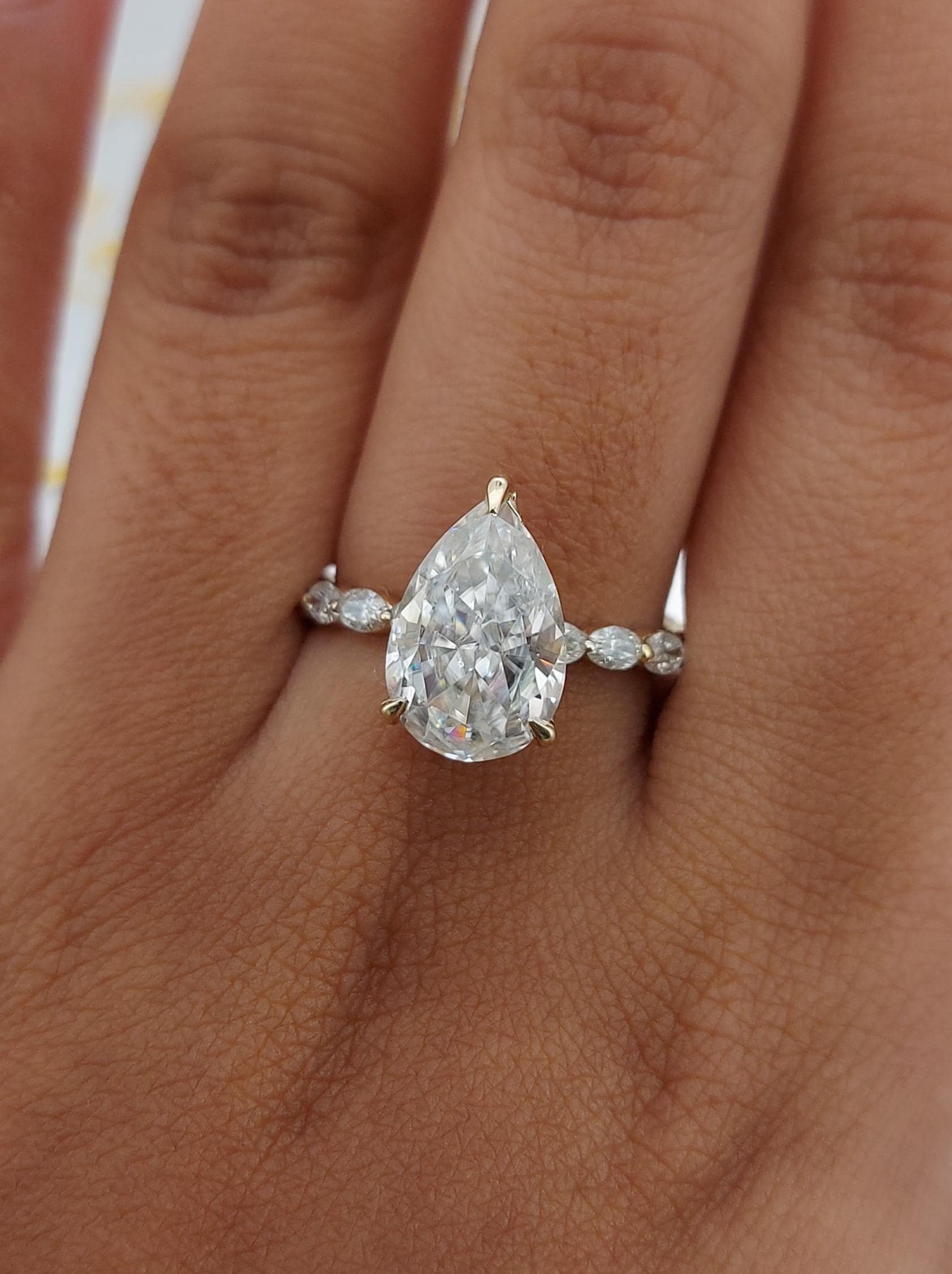 3.5 Ct Oval Diamond, Moissanite Hidden Halo Engagement Ring