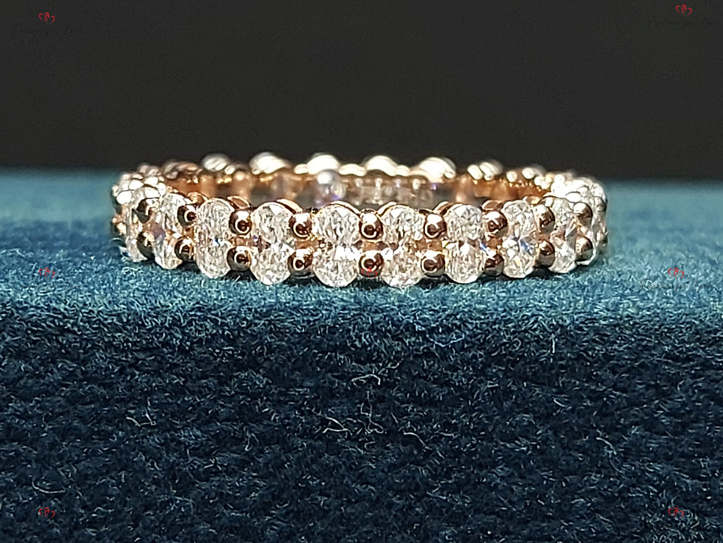 Oval Natural Diamond Full Eternity Band Oval cut Moissanite Brilliant Cut engagement ring in 935 Argentium Silver — custom handcrafted by Forever For Love