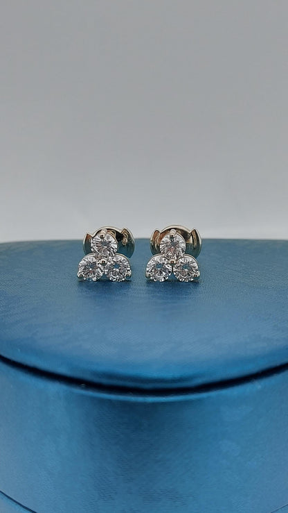 Ohrstecker aus 14 Karat Gold und Diamanten, 4 mm Diamant-Cluster-Ohrring mit Sicherheitsverschluss, Paar Ohrringe aus 14 Karat Rosé-, Weiß- und Gelbgold.
