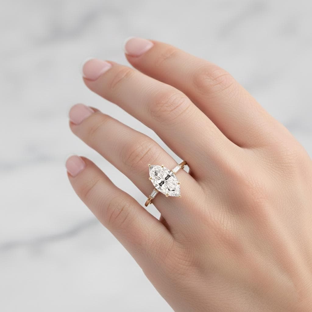 3.5 Ct IGI Certified Baguette Lab Diamond Engagement Ring