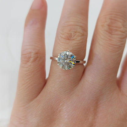 3 Ct Round Lab Diamond Solitaire Engagement Ring