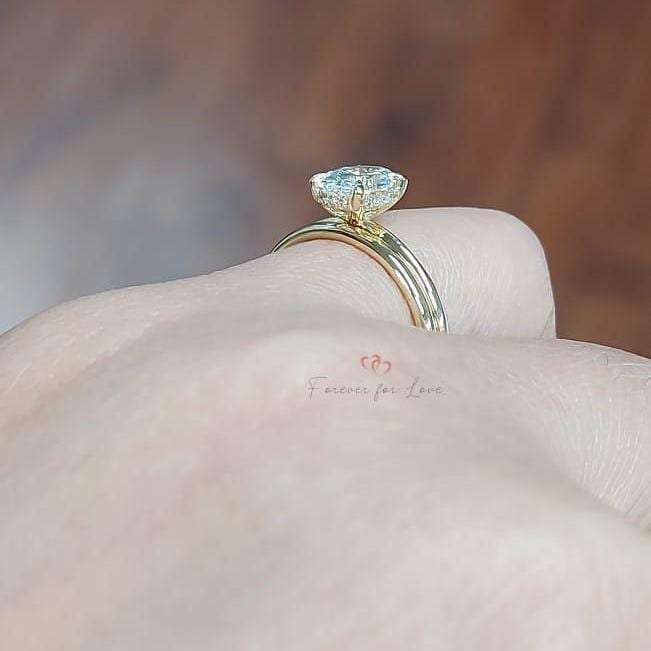 1 Ct Oval Diamond Wedding Band Oval cut Moissanite Brilliant Cut engagement ring in 935 Argentium Silver — custom handcrafted by Forever For Love