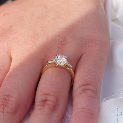 2.50 Ct IGI Certified Oval Lab Diamond Three Stone Engagement Ring