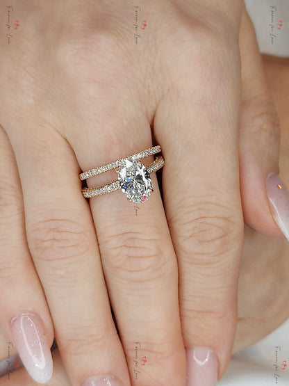 Oval Lab Diamond Hidden Halo Engagement Ring