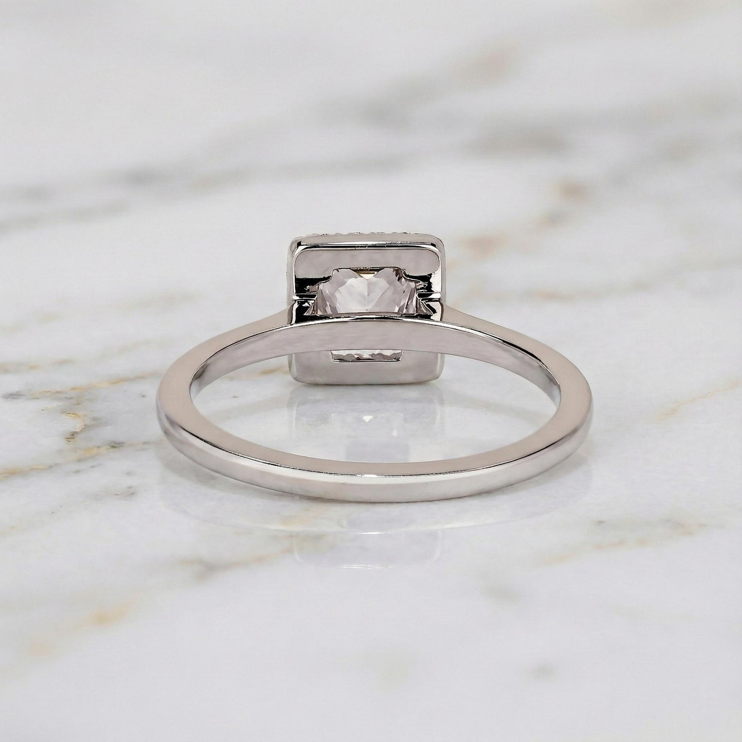 Princess Lab Diamond Halo Engagement Ring Princess cut 1Ct Moissanite Brilliant Cut engagement ring in 935 Argentium Silver — custom handcrafted by Forever For Love
