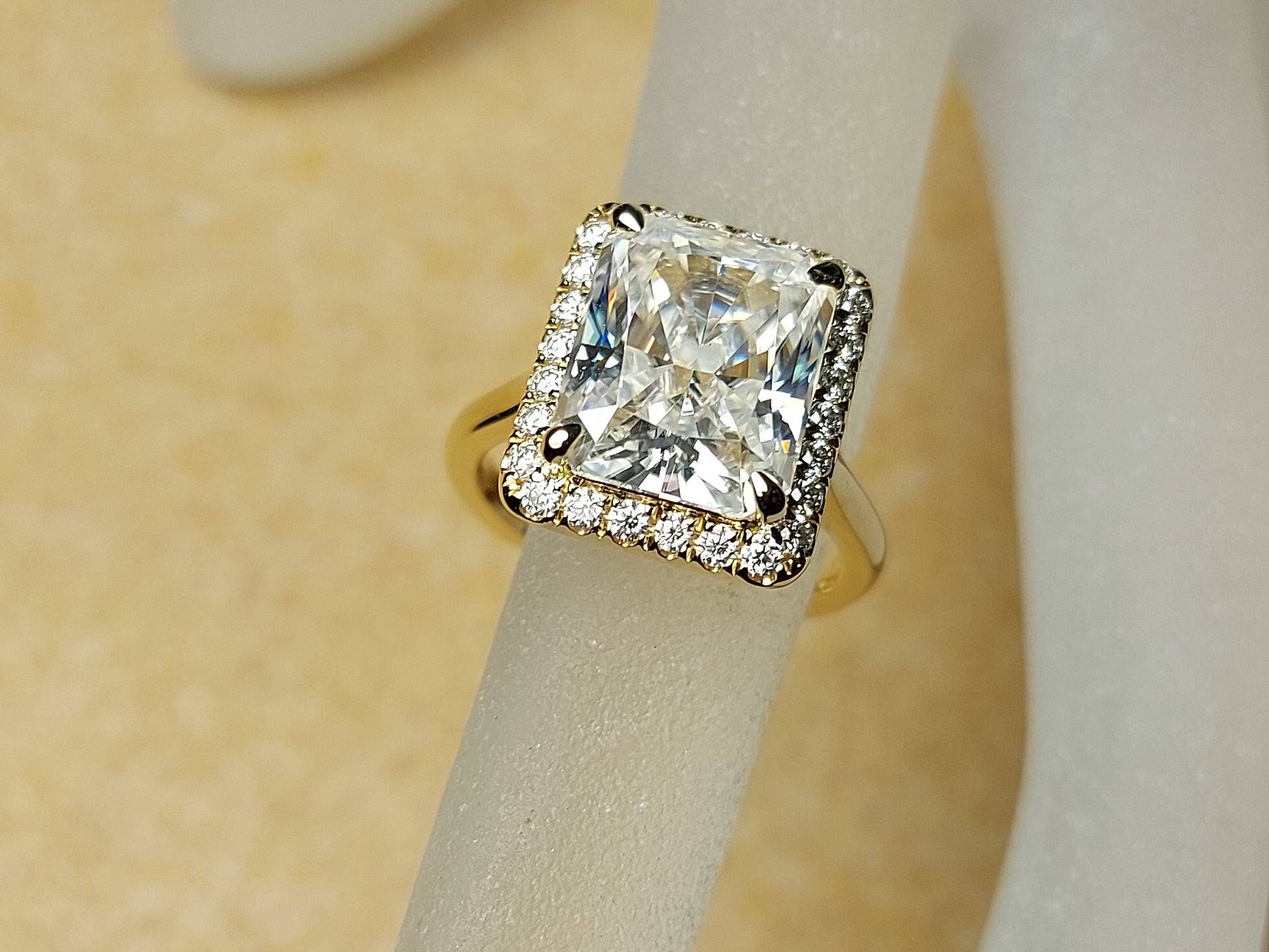 5 Ct Radiant Diamond, Moissanite Halo Engagement Ring