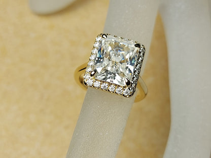 5 Ct Radiant Diamond, Moissanite Halo Engagement Ring