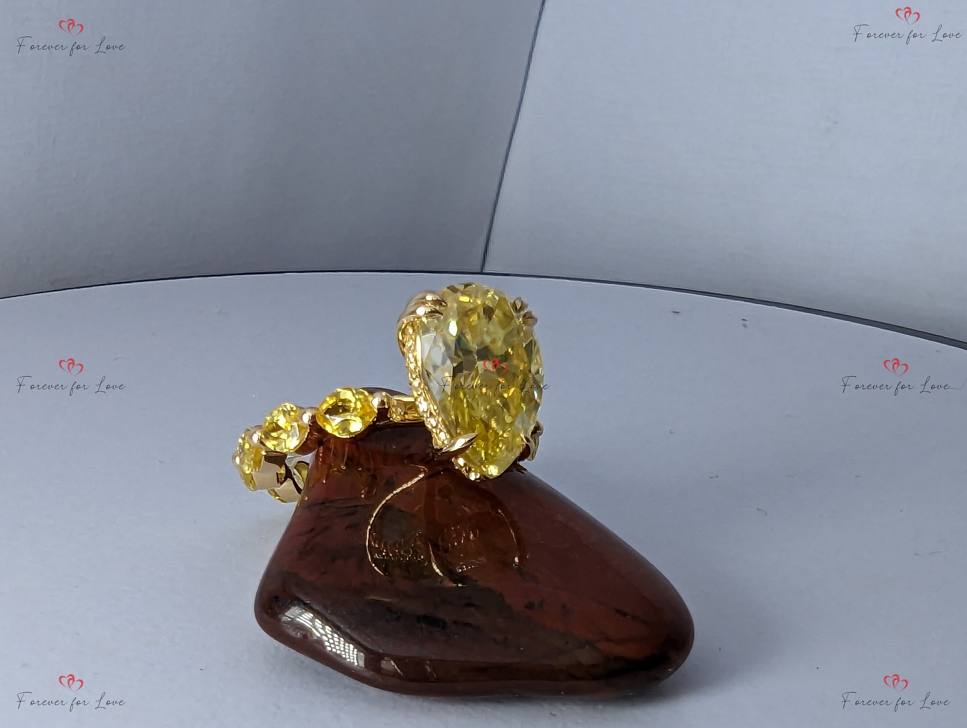 4 Ct Pear Yellow Diamond, Moissanite Engagement Ring