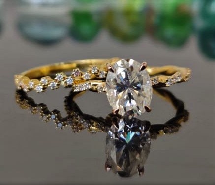 1 Ct Oval Moissanite Twisted Band Engagement Ring Oval cut 1Ct Moissanite Brilliant Cut engagement ring in 935 Argentium Silver — custom handcrafted by Forever For Love