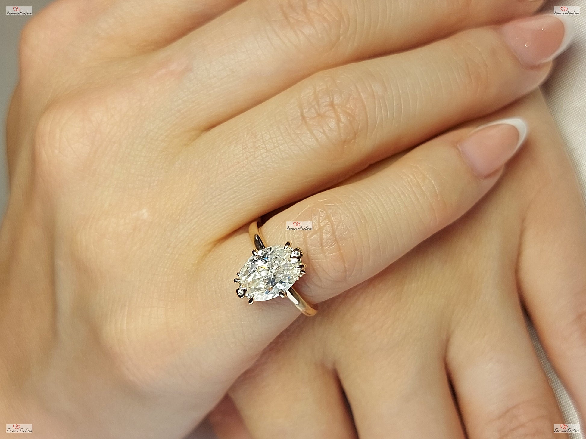 1 Ct Oval Natural Diamond Solitaire Engagement Ring