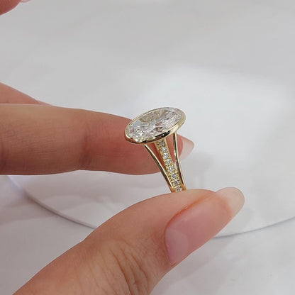 3.5 Ct Oval Lab Diamond Solitaire Engagement Ring