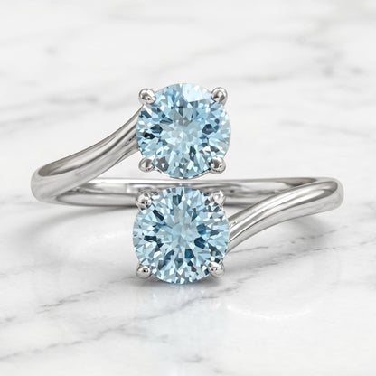 1.2 Ct Round Aquamarine Engagement Ring