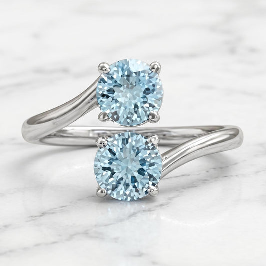 1.2 Ct Round Aquamarine Engagement Ring