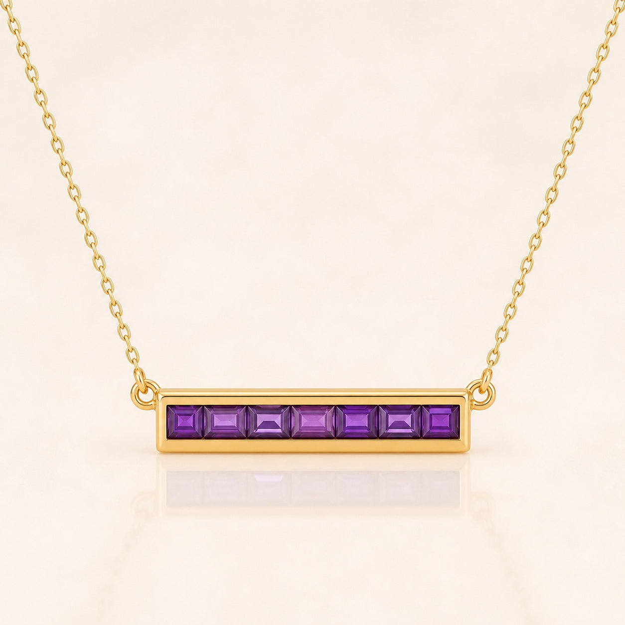 Amethyst Baguette Bar Necklace