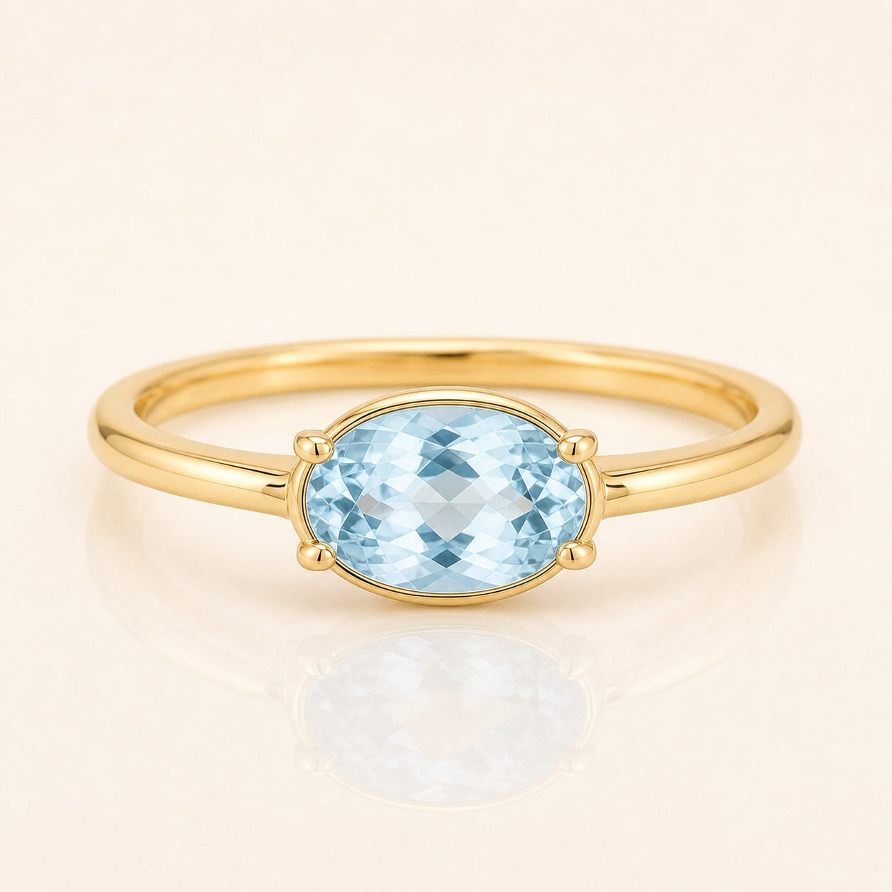 Aquamarine East West Birthstone Ring