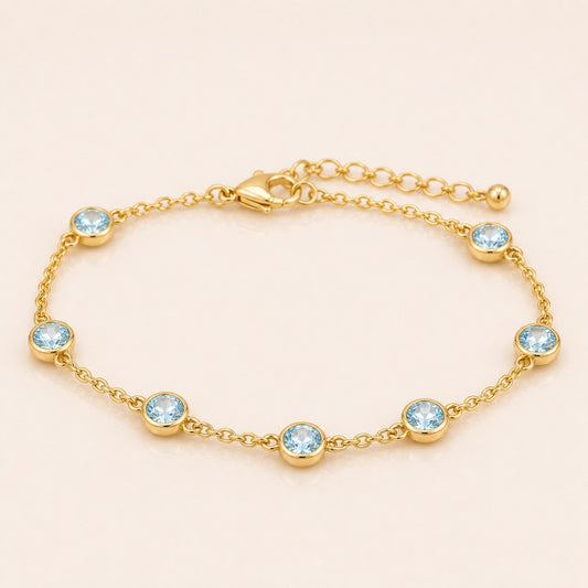 Aquamarine Station Chain Bracelet