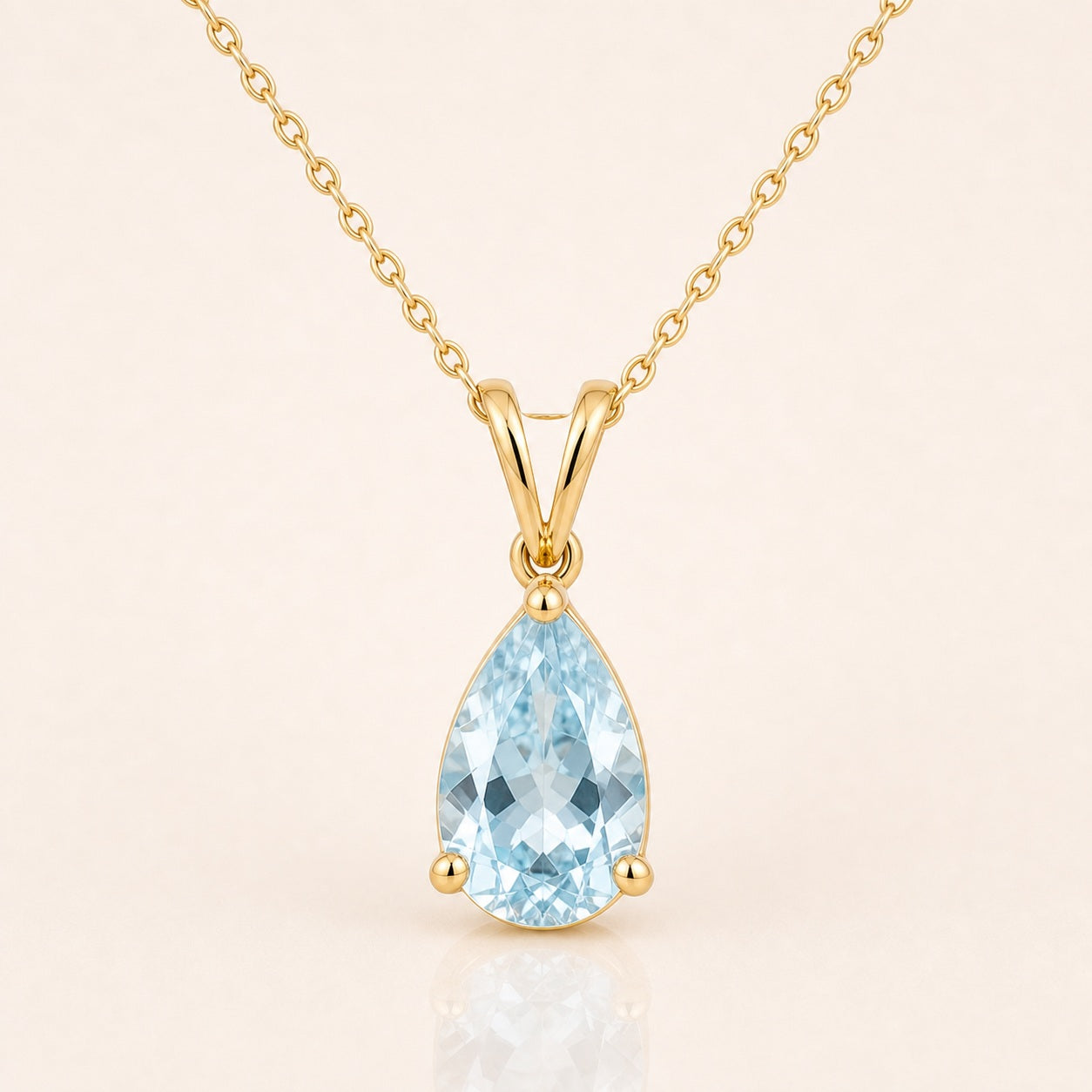 Aquamarine Teardrop Pendant Necklace