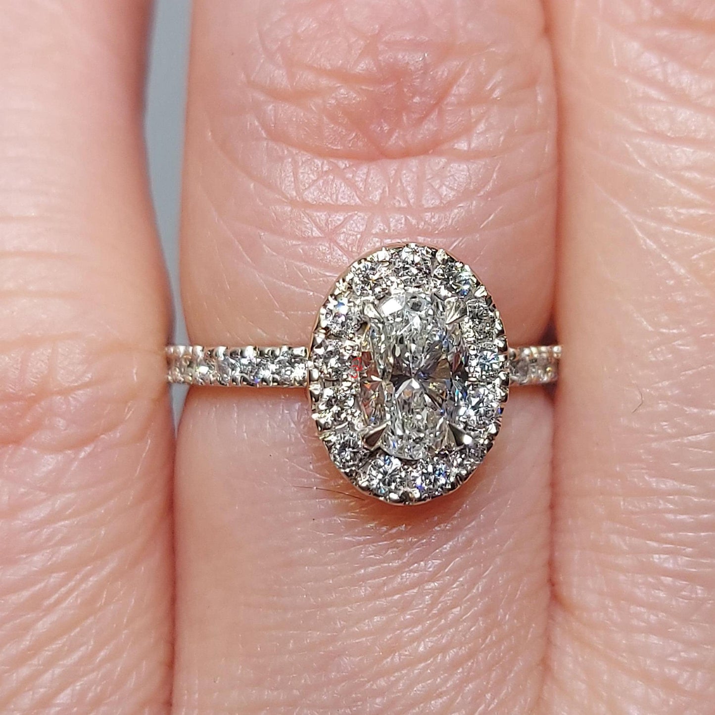 1.5 Ct Oval Diamond Art Deco Halo Engagement Ring Oval cut 1Ct Moissanite Brilliant Cut engagement ring in 935 Argentium Silver — custom handcrafted by Forever For Love