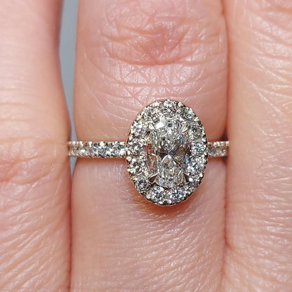 1.5 Ct Oval Diamond Halo Engagement Ring