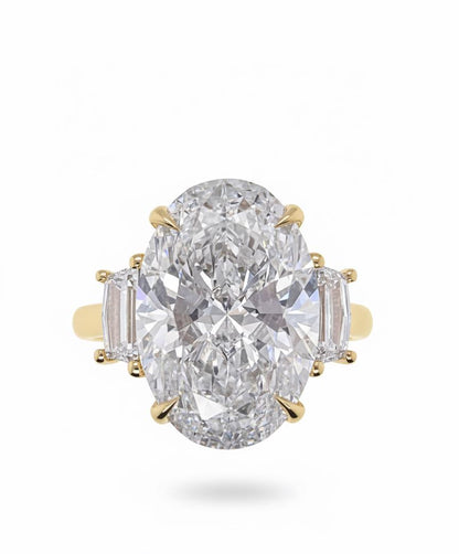 11 Ct IGI Certified Baguette Lab Diamond Three Stone Engagement Ring