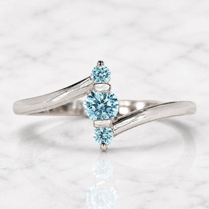 0.3ct Round Aquamarine Engagement Ring 14K White Gold Women Wedding Ring Bridal Art Deco Gemstone Ring Anniversary Gift for her.
