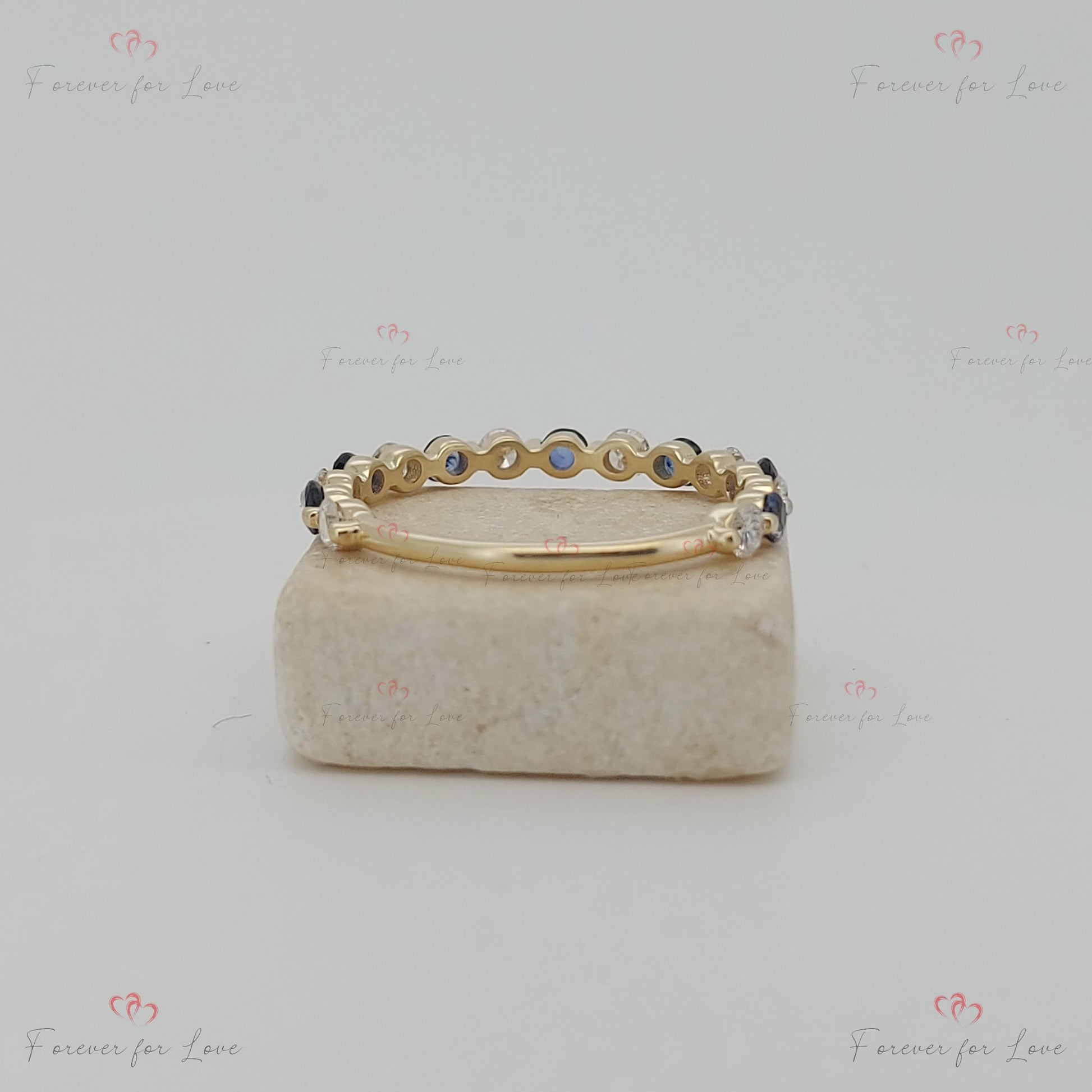 Round Diamond, Sapphire Eternity Band