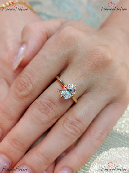 1.5 Ct Oval Diamond, Moissanite Halo Engagement Ring
