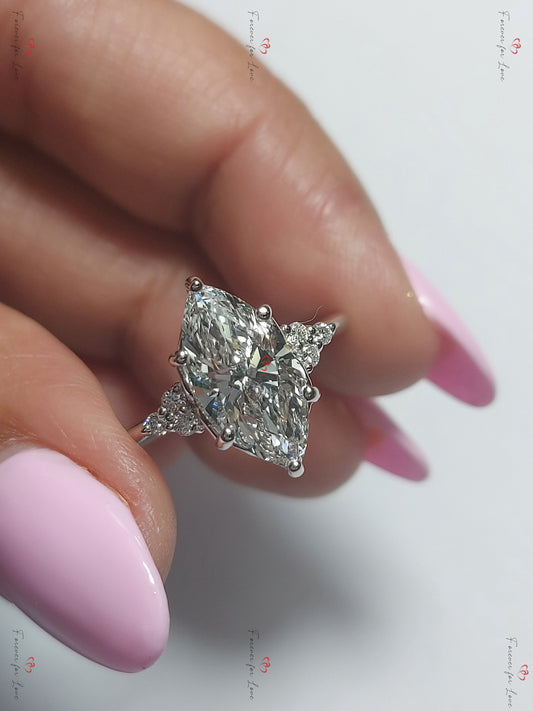 2 Ct IGI Certified Marquise Lab Diamond Engagement Ring
