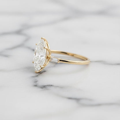 3.5 Ct IGI Certified Baguette Lab Diamond Engagement Ring