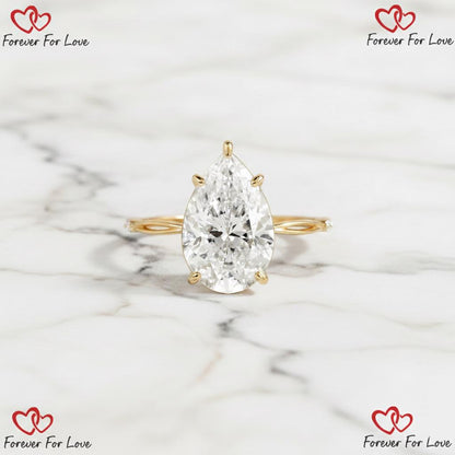 3 Ct IGI Certified Pear Lab Diamond Engagement Ring