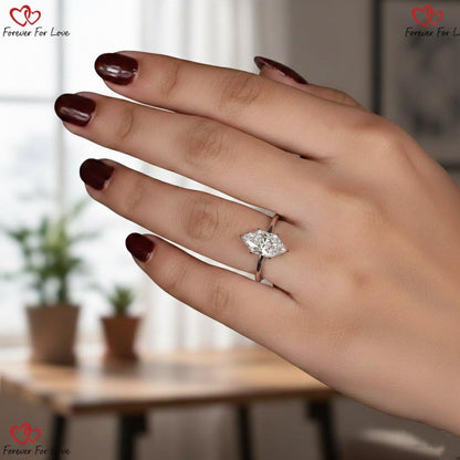 3 Ct IGI Certified Marquise Lab Diamond Hidden Halo Engagement Ring